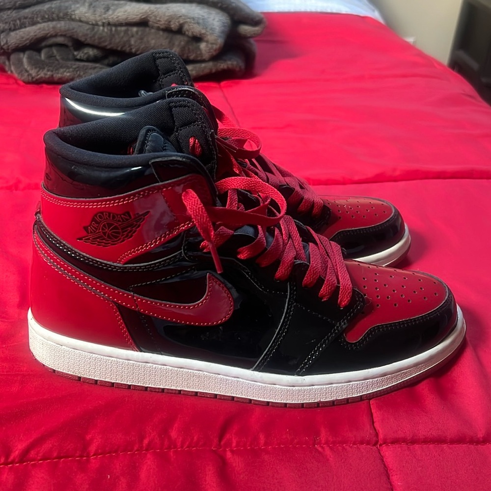 Men’s Patent Leather OG Bred Family Air Jordan 1. Size 11
